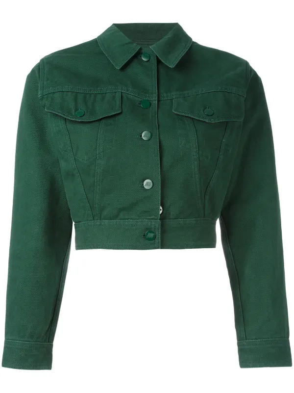 cropped green jean jacket