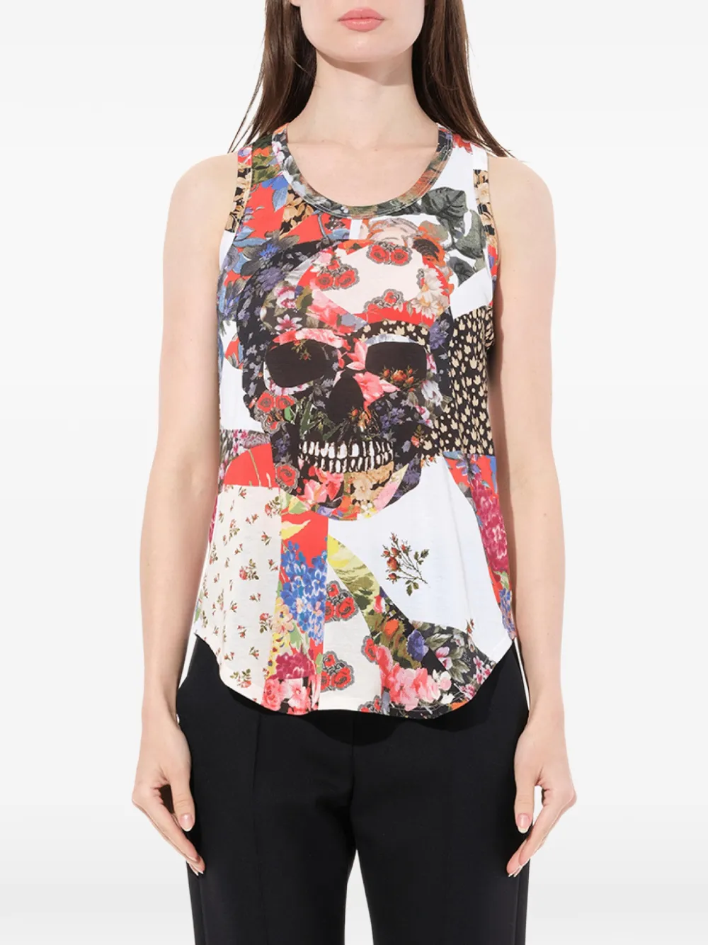 Alexander McQueen floral skull T-shirt Beige