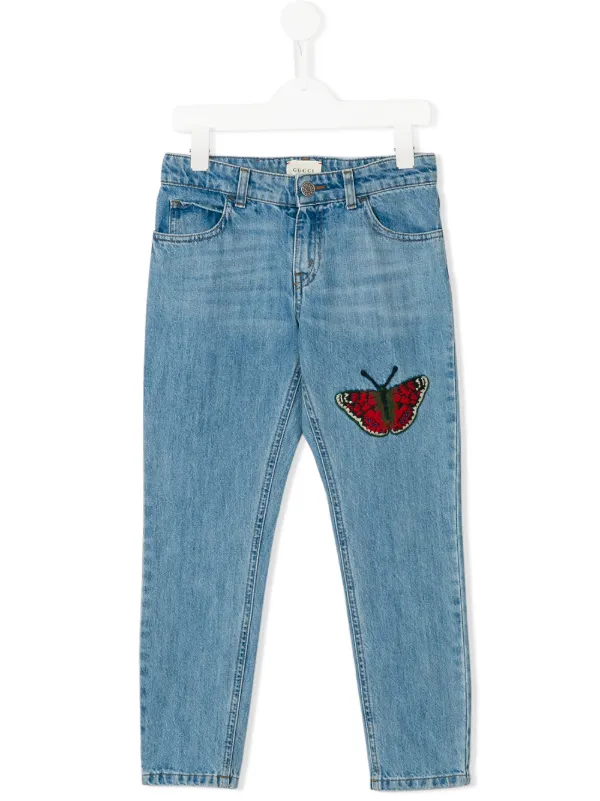 butterfly patch jeans