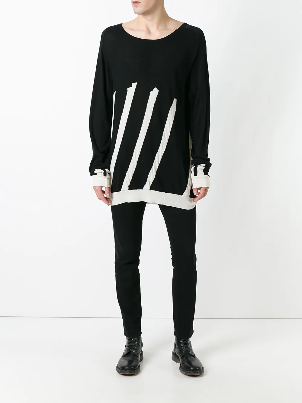 Haider Ackermann gestreepte trui - Zwart