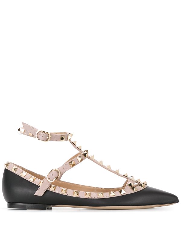 valentino garavani rockstud leather ballerinas