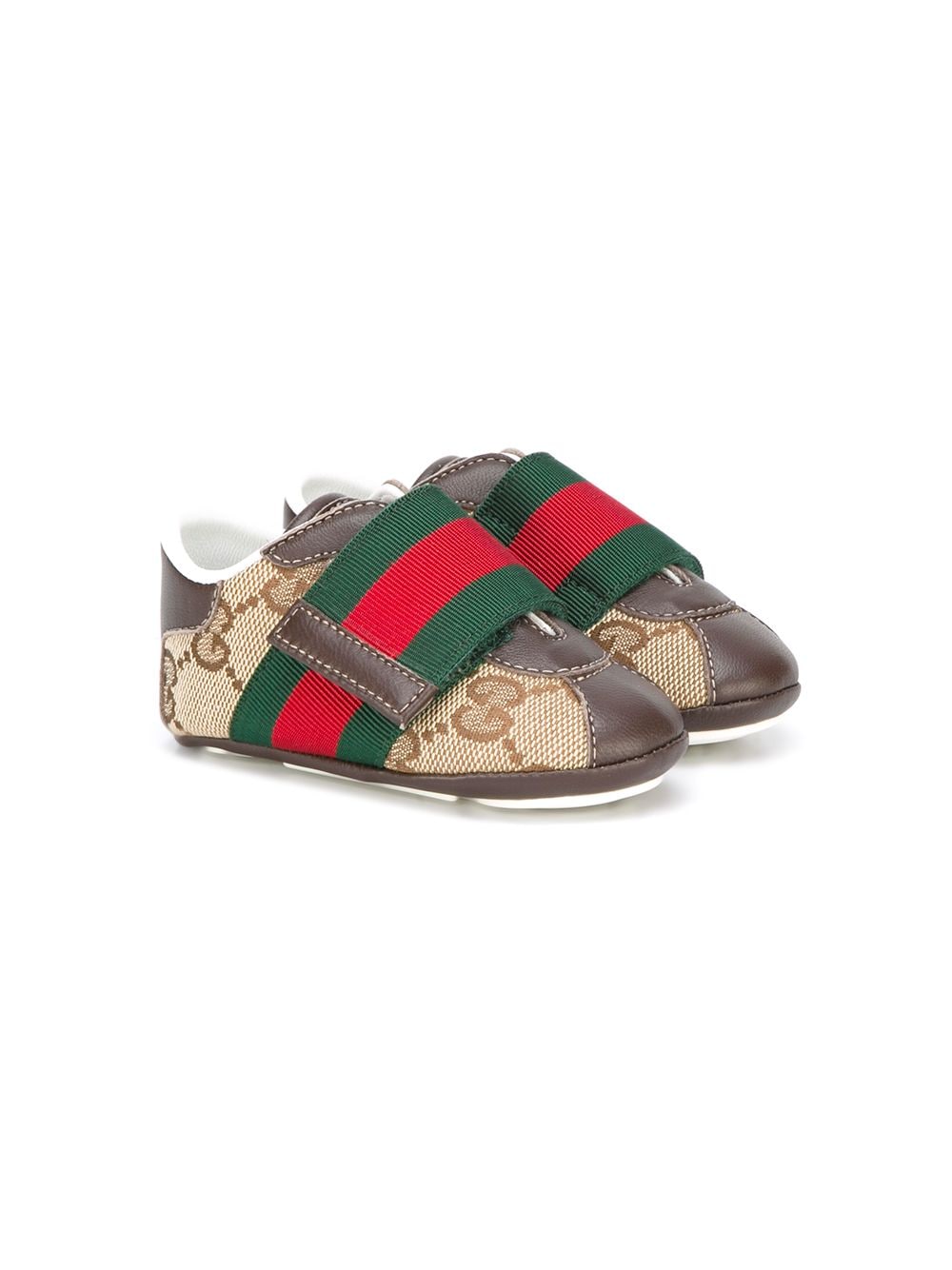 фото Gucci Kids детские ботинки с полосатой отделкой