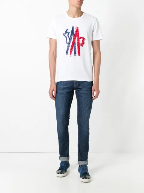 moncler logo embroidered t shirt