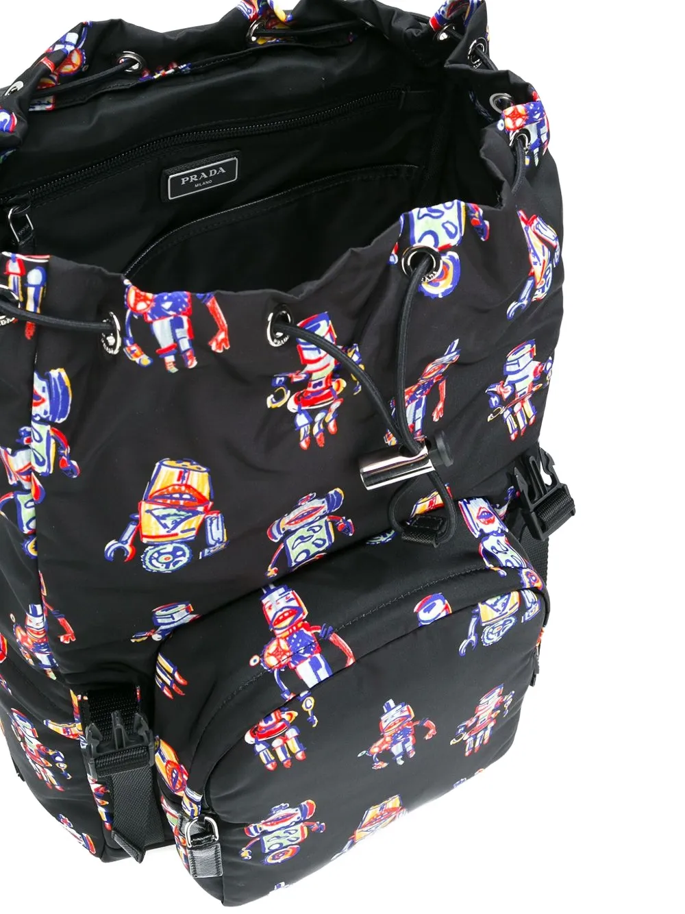 Prada robot print backpack Zwart