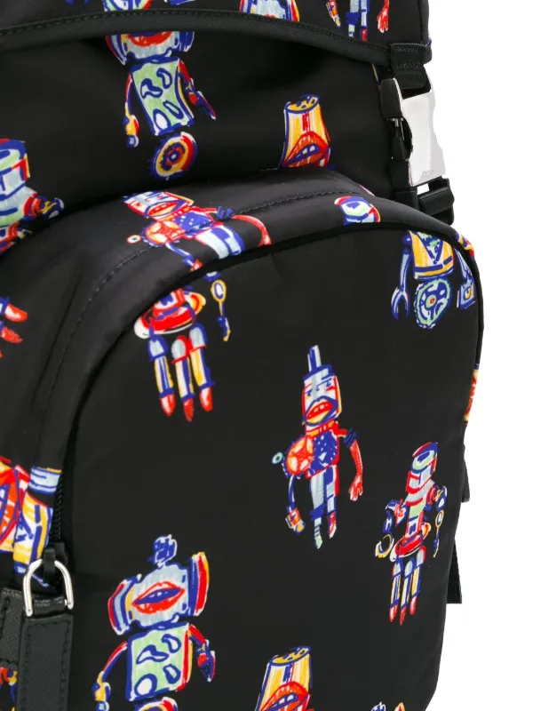 Prada Robot Primary Colors Nylon Backpack Explore a Prada Black Nylon Limited Edition Robot Fluo Sling  main image 4