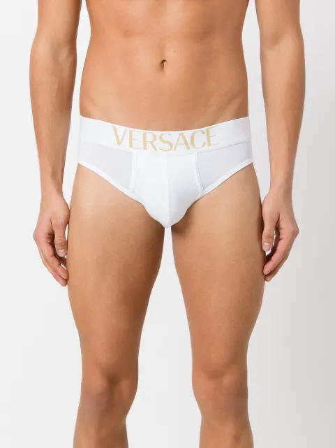 VERSACE pack of three logo waistband briefs