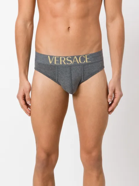 VERSACE pack of three logo waistband briefs