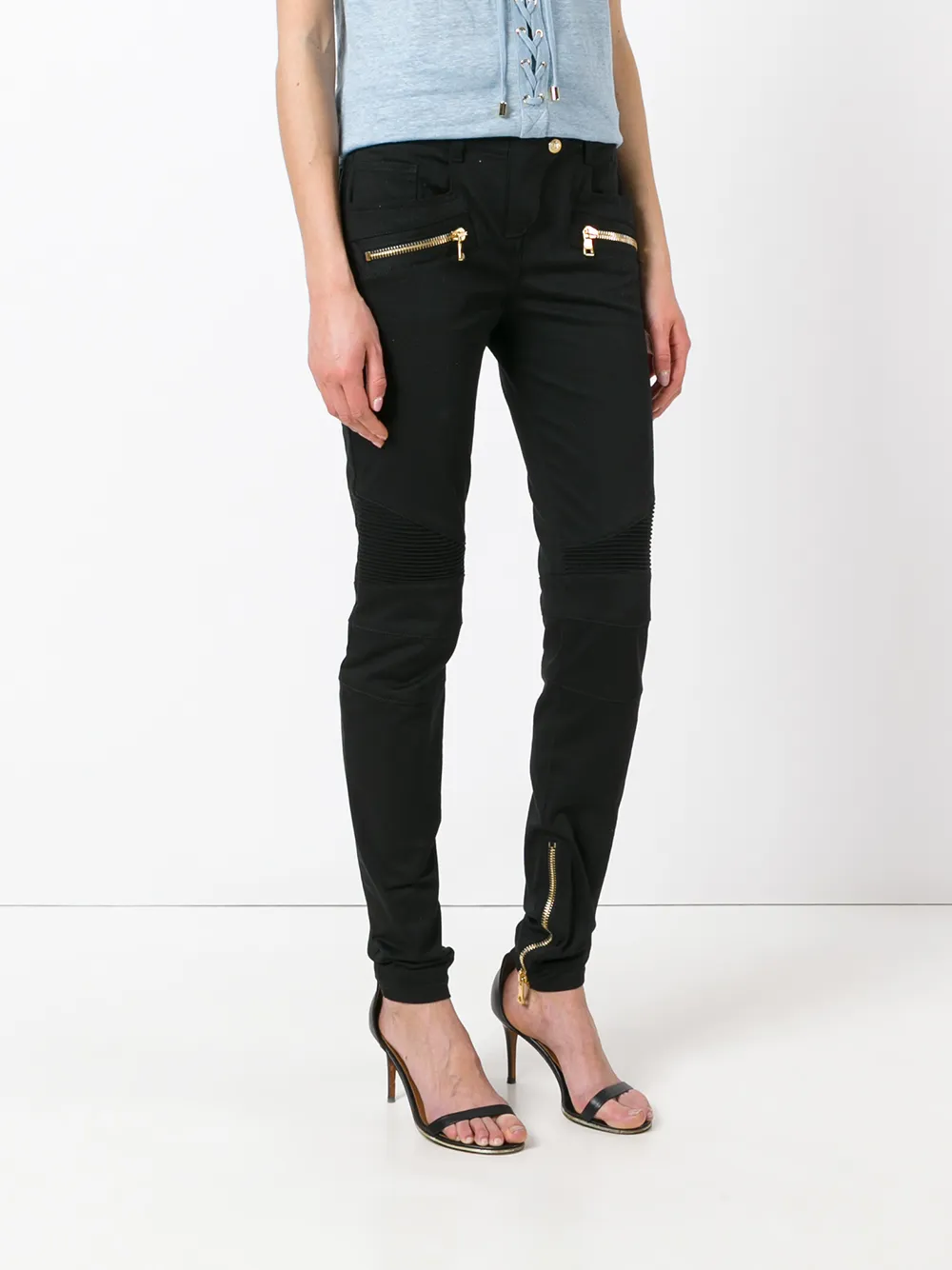Balmain skinny biker trousers Zwart