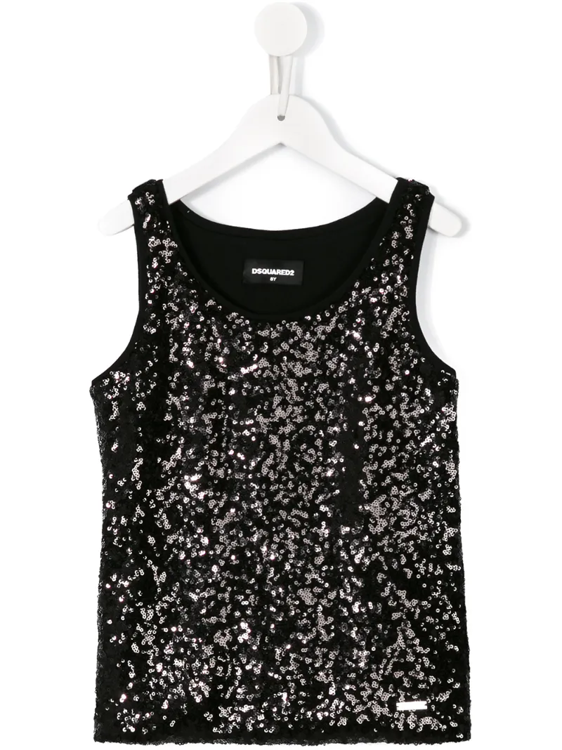 Dsquared2 Kids майка с отделкой пайетками