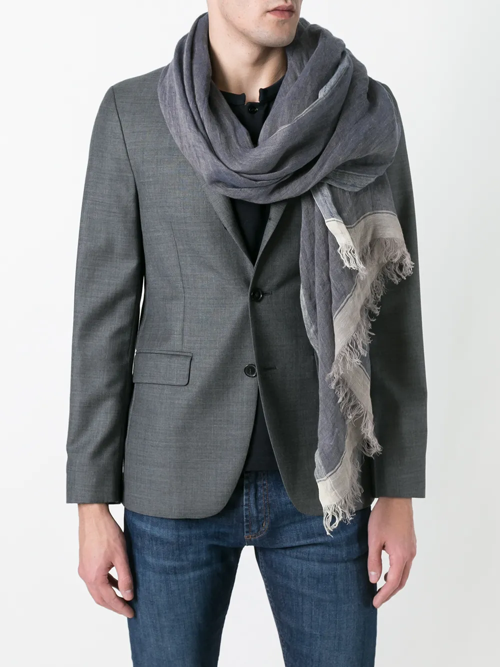 Brunello Cucinelli frayed scarf - Blauw