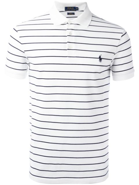 POLO RALPH LAUREN Striped Polo Shirt in White | ModeSens