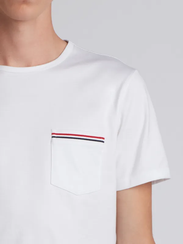 Short Sleeve T-Shirt With Chest Pocket In White Jersey