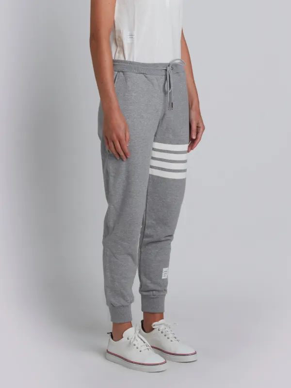 Sweatpant With Engineered 4-Bar Stripe In Light Grey Cotton Loopback
