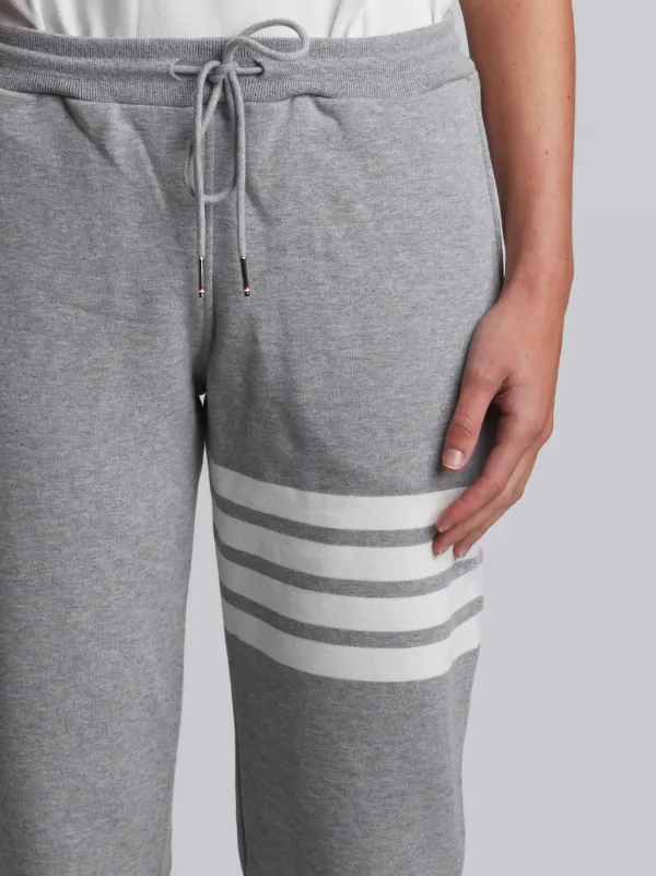Sweatpant With Engineered 4-Bar Stripe In Light Grey Cotton Loopback