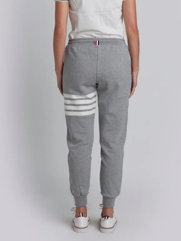 Sweatpant With Engineered 4-Bar Stripe In Light Grey Cotton Loopback