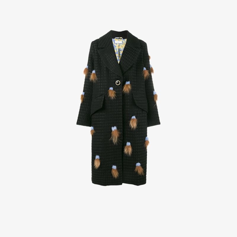 SAKS POTTS FOX FUR TASSEL COAT, BLACK | ModeSens