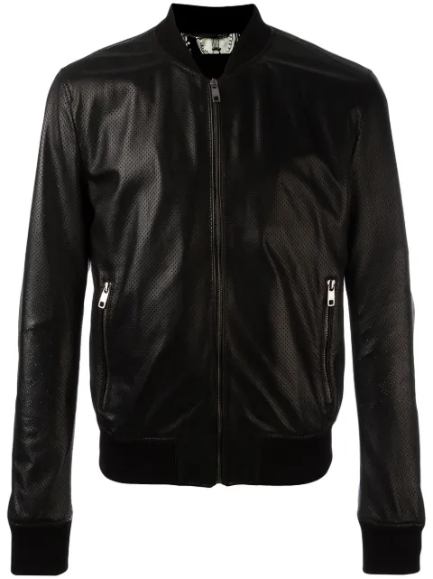 Men S Dolce Gabbana Leather Suede Jackets Farfetch Dolce Gabbana Perforated Leather Er Jacket