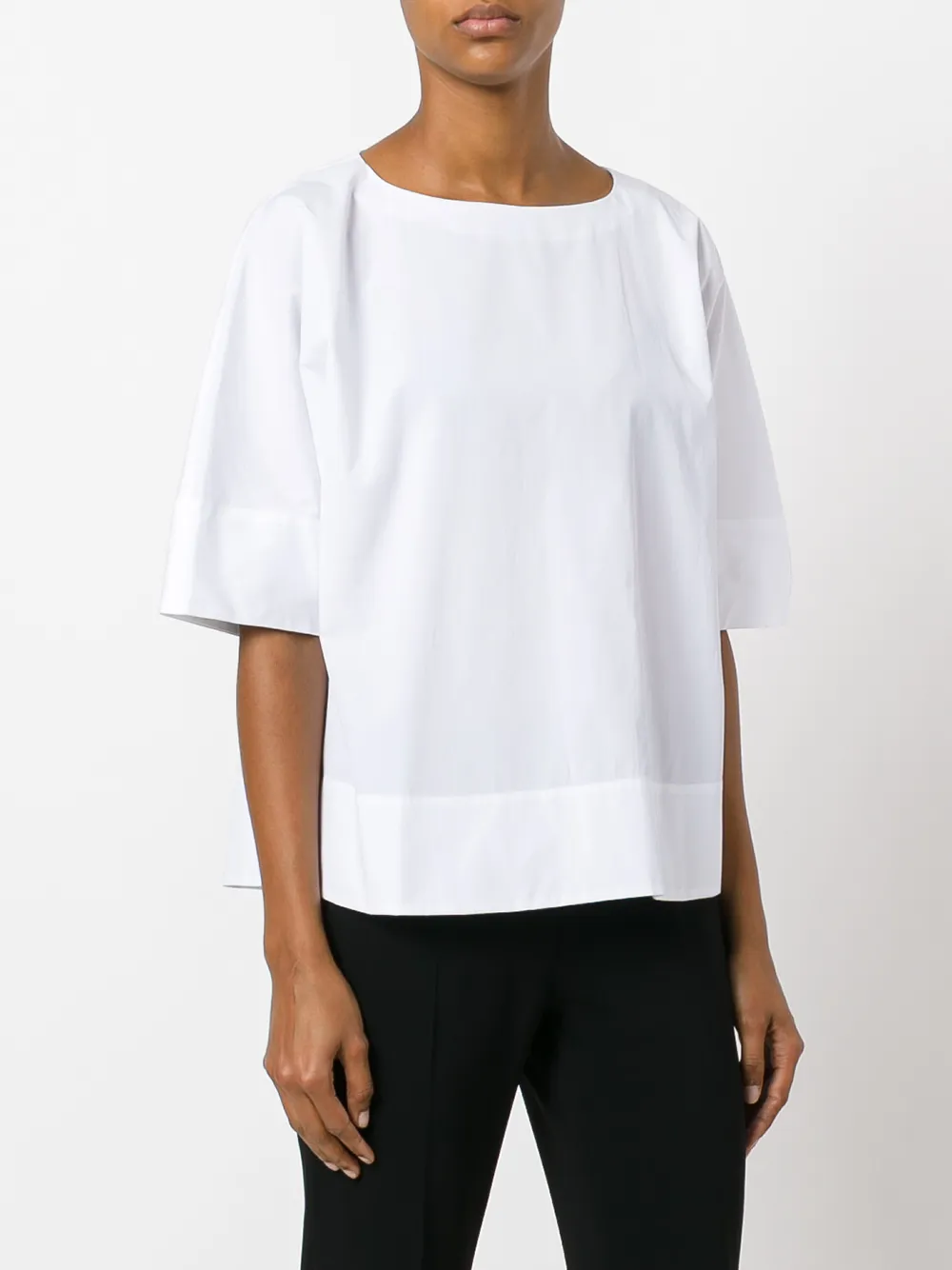 Alberto Biani Rear Pleat Blouse In White