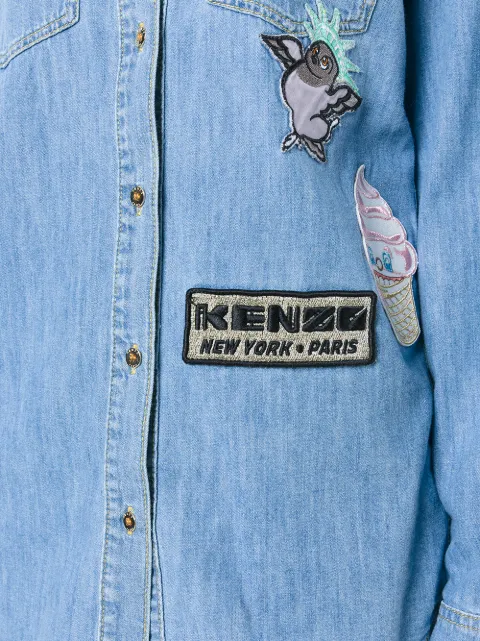 KENZO badges boyfriend denim shirt
