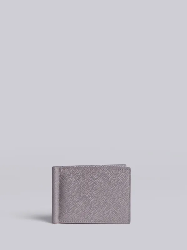 Money Clip Wallet In Grey Pebble Grain