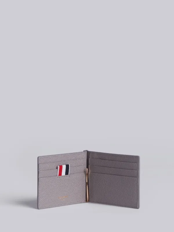 Money Clip Wallet In Grey Pebble Grain