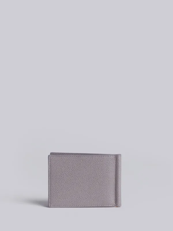 Money Clip Wallet In Grey Pebble Grain