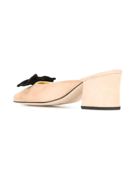 suede mules with bow