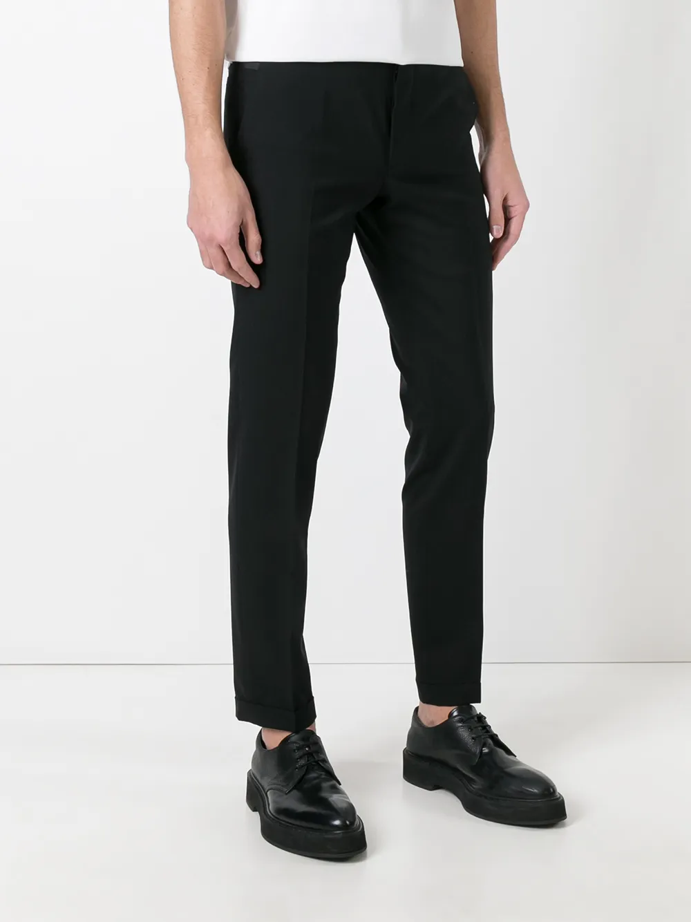 Prada met taps gerimpelde toelopende cropped broek Zwart