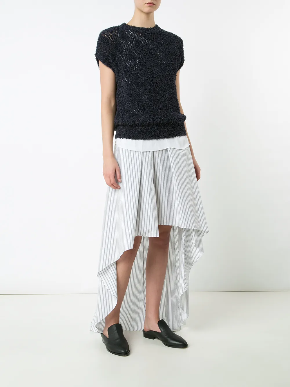 Brunello Cucinelli striped asymmetric skirt - Wit