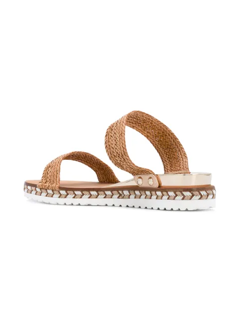 brown braided flat sandals