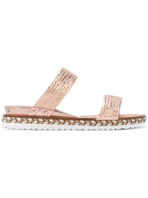 brown braided flat sandals