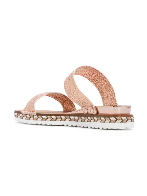 brown braided flat sandals