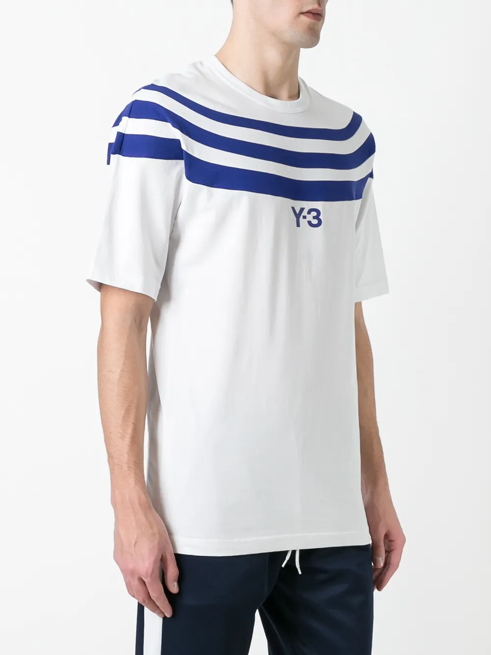  Y 3 Gestreiftes T Shirt   Weiß 
