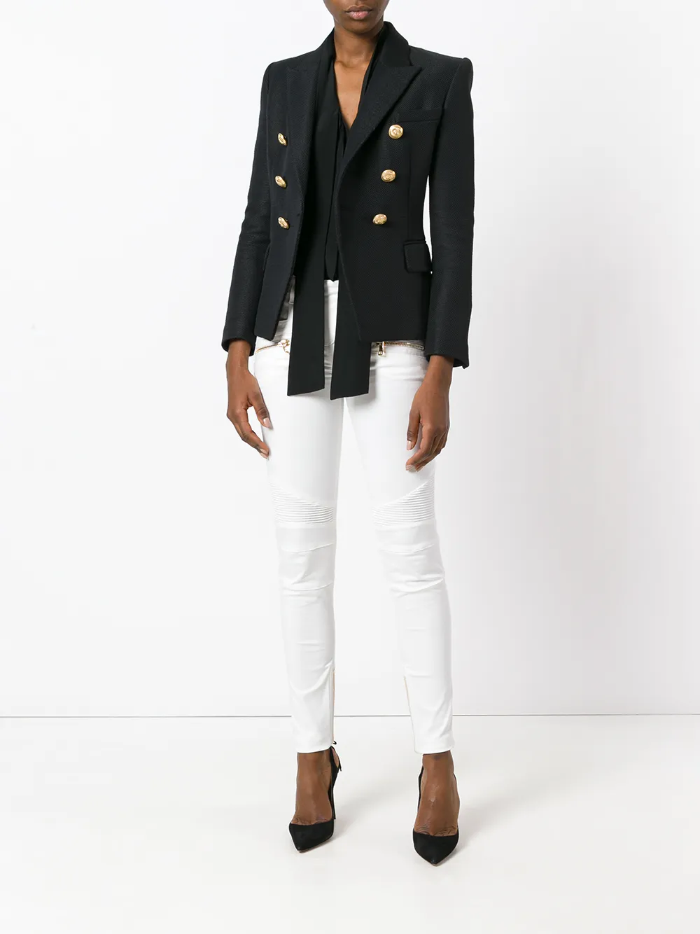 Balmain skinny biker trousers - Wit
