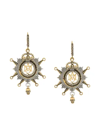 Alexander Mcqueen Insignia Clip On Earrings Farfetch Alexander Mcqueen Insignia Clip On Earrings