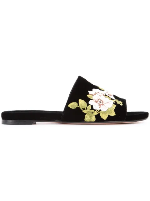 velvet embroidered flats