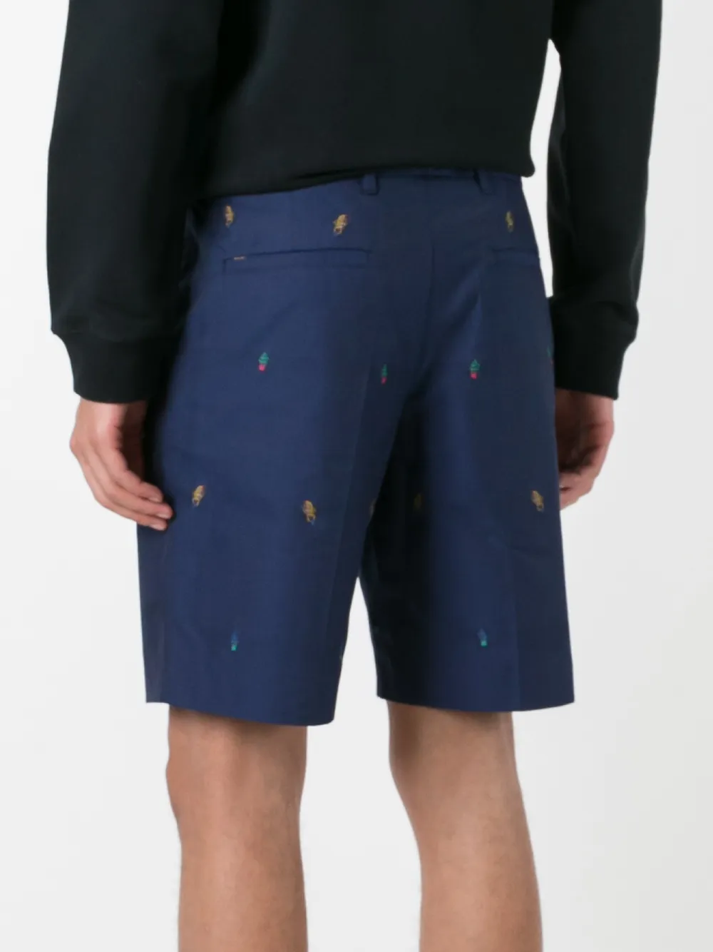 Kenzo badge embroidered chino shorts Blauw