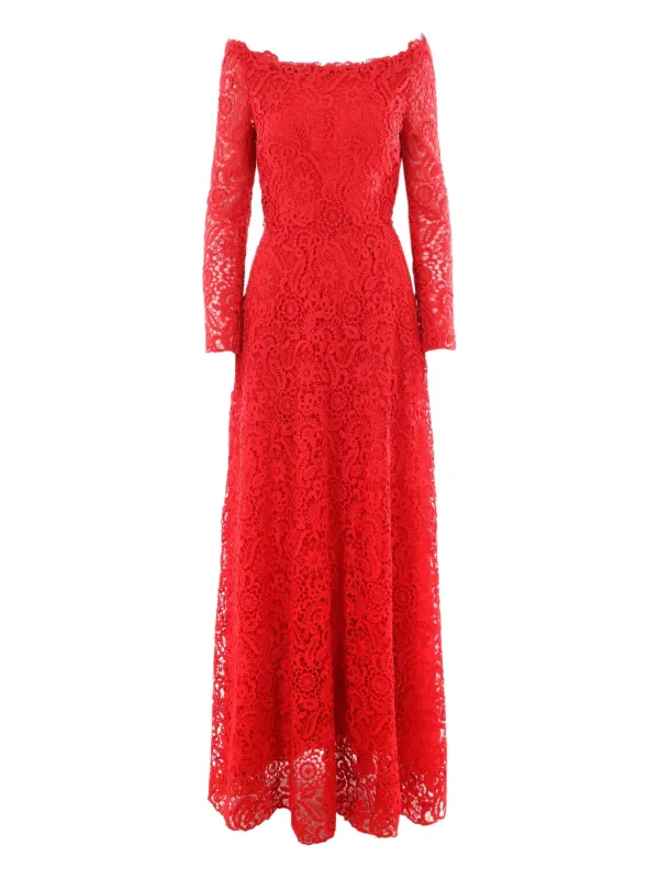 ヴァレンティノ　イブニングドレス Valentino Garavani フローラルレース イブニングドレス | レッド