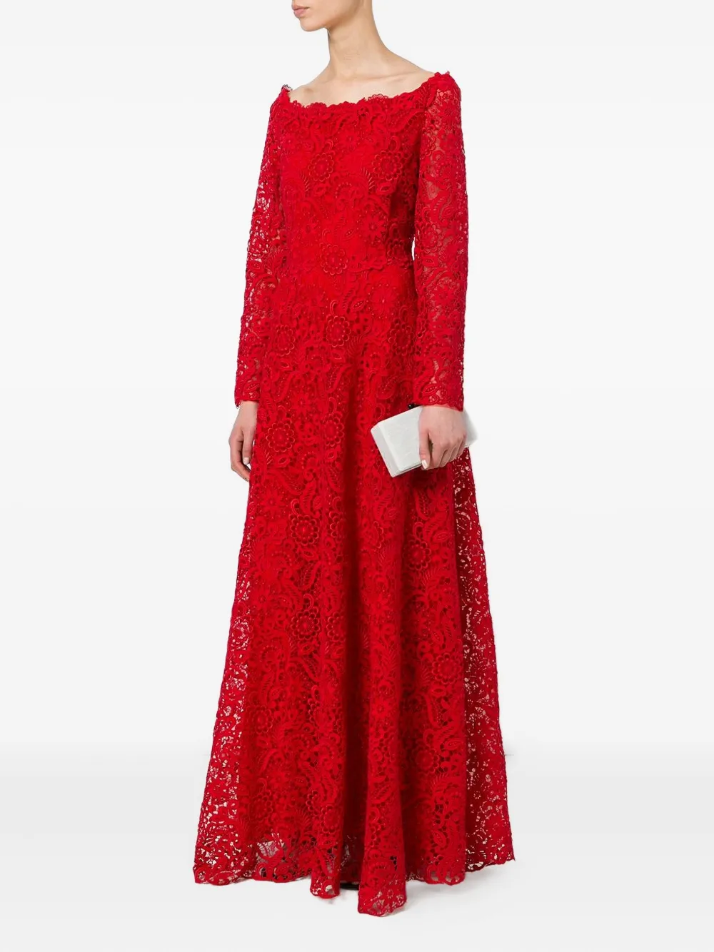Valentino Garavani floral lace detail dresswide Rood