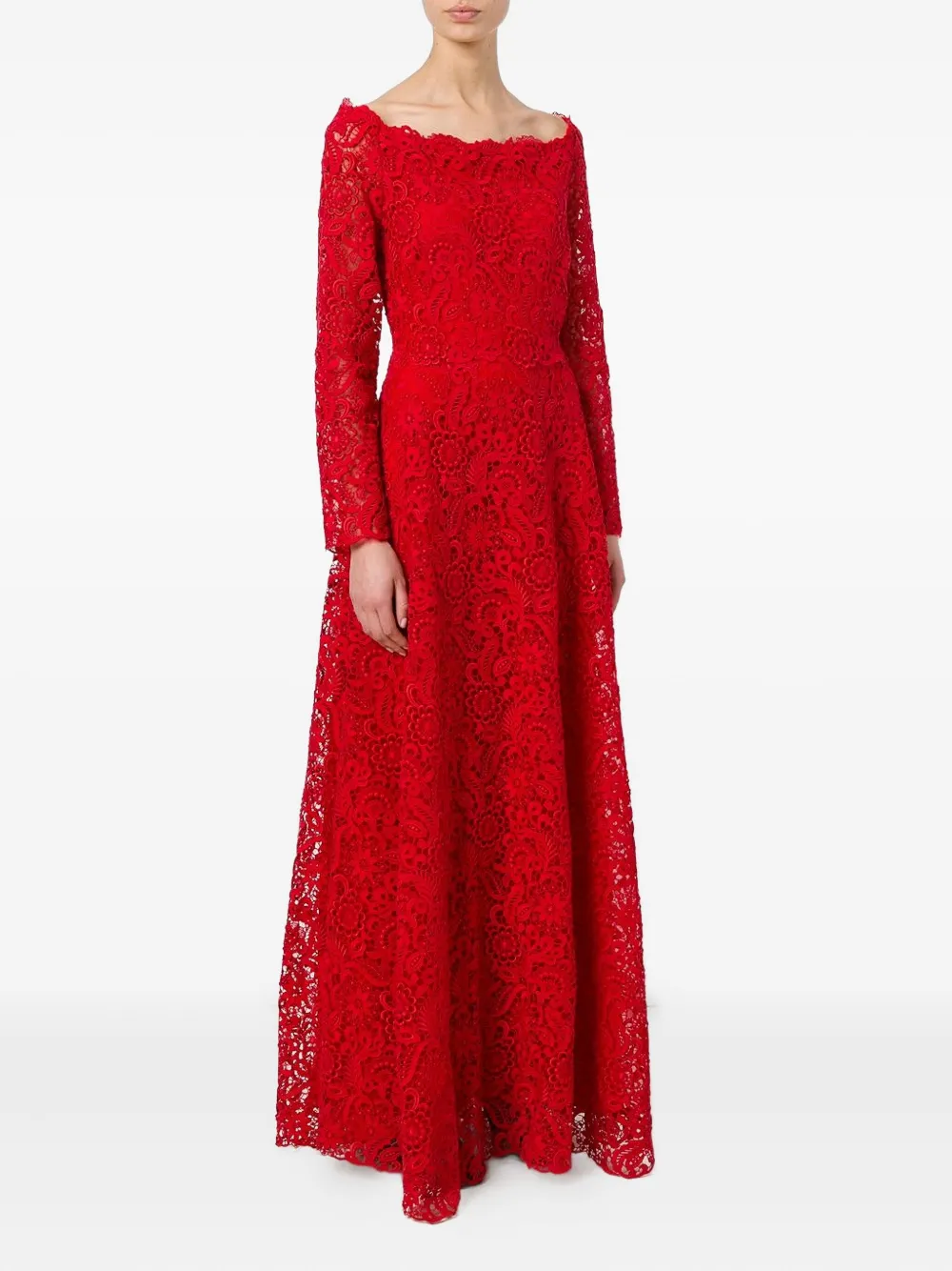 Valentino Garavani floral lace detail dresswide Rood