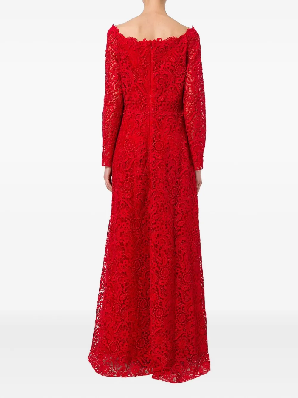 Valentino Garavani floral lace detail dresswide Rood