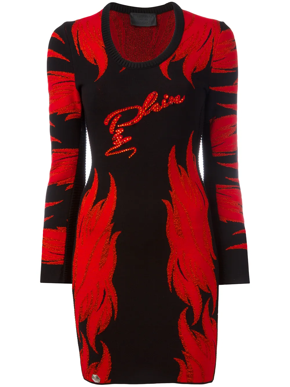 Philipp Plein flame-pattern knitted dress - Black