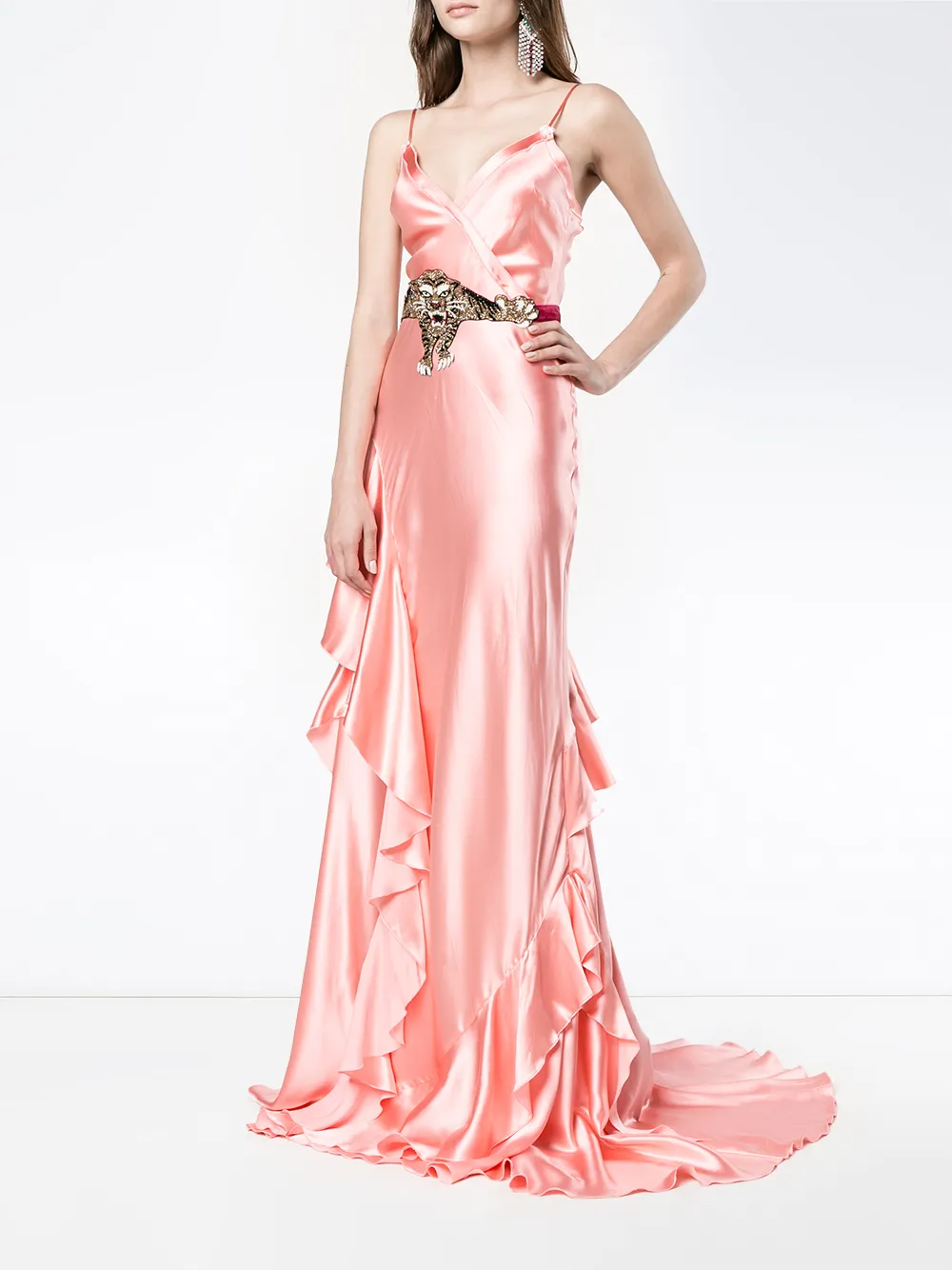 Gucci ruffle slip gown - Roze
