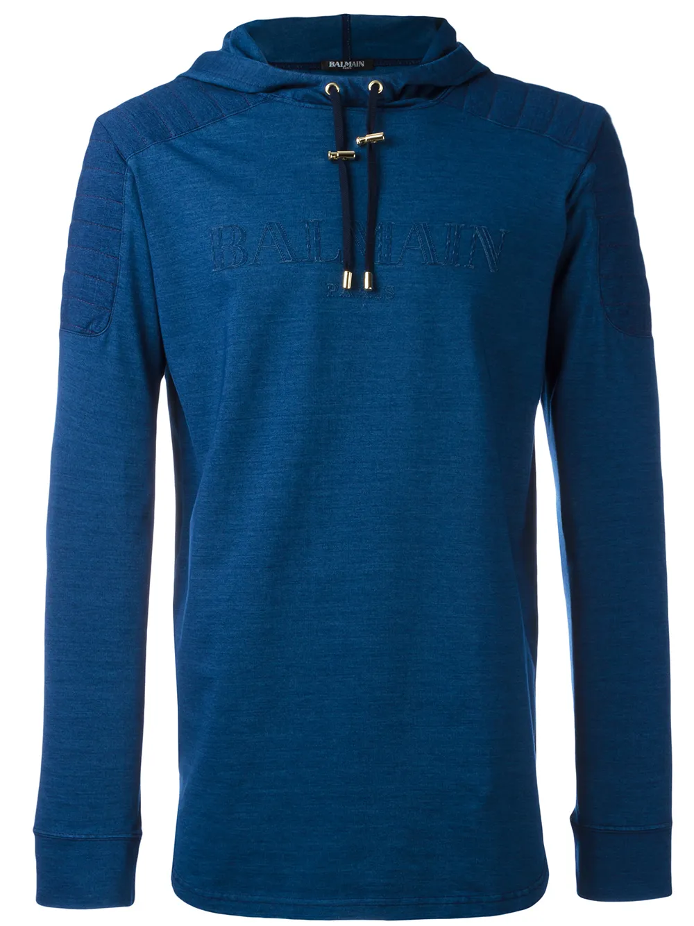 Balmain Quilted Logo Hoodie In Blue