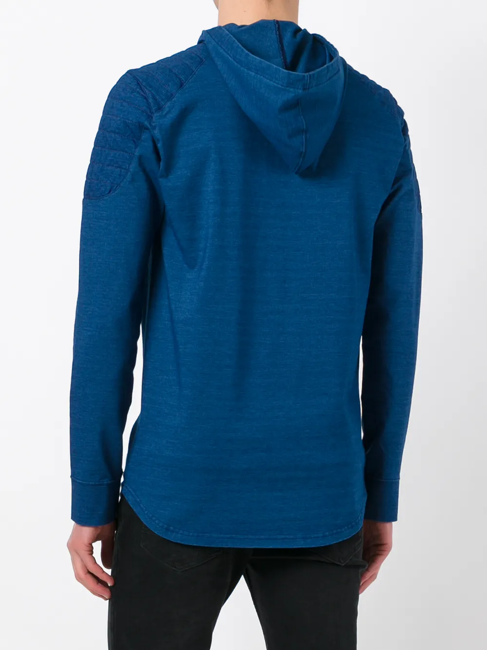 Balmain Quilted Logo Hoodie In Blue
