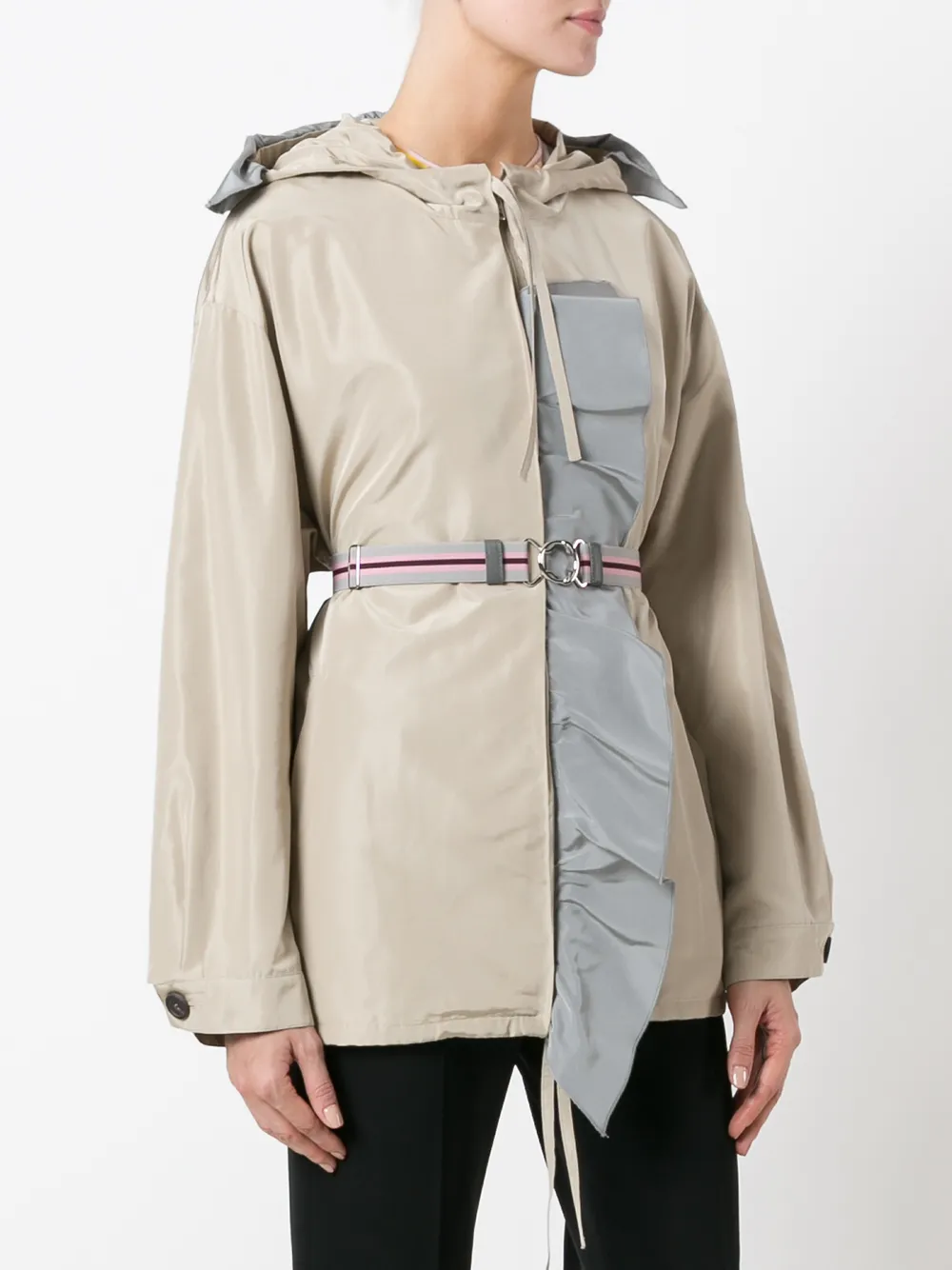 Prada hooded belted jacket Beige