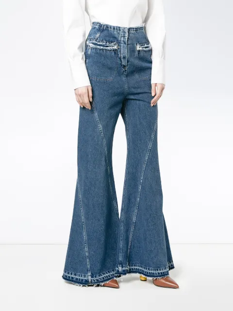 blue high waisted flared jeans