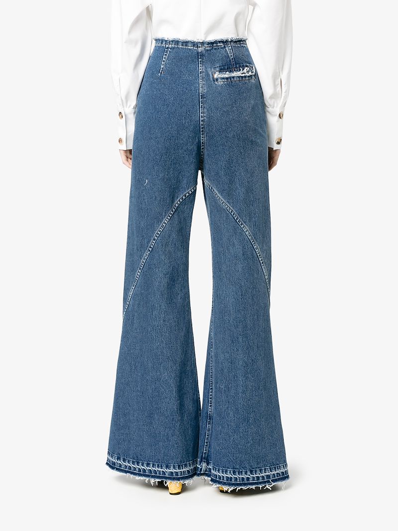blue high waisted flared jeans