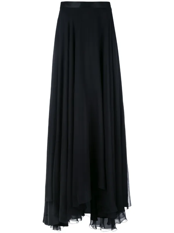 Lanvin Pleated Draped Skirt in Black