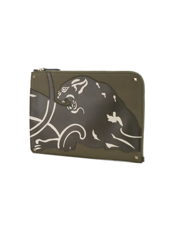 Valentino Garavani パンサークラッチバッグ | グリーン